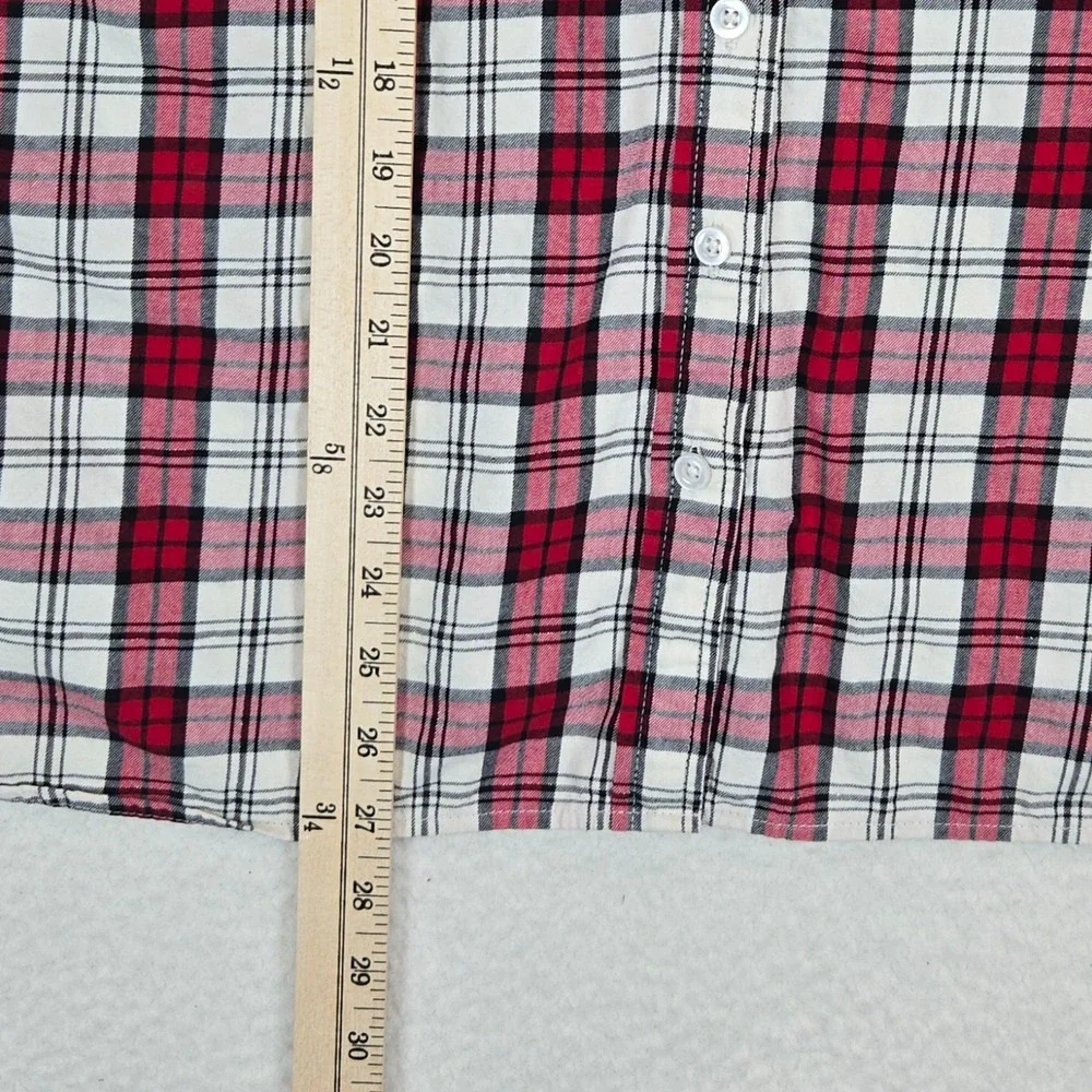 Talbots Plaid Button Down Shirt Women 2X Red Black Tartan Long Sleeve Preppy Top
